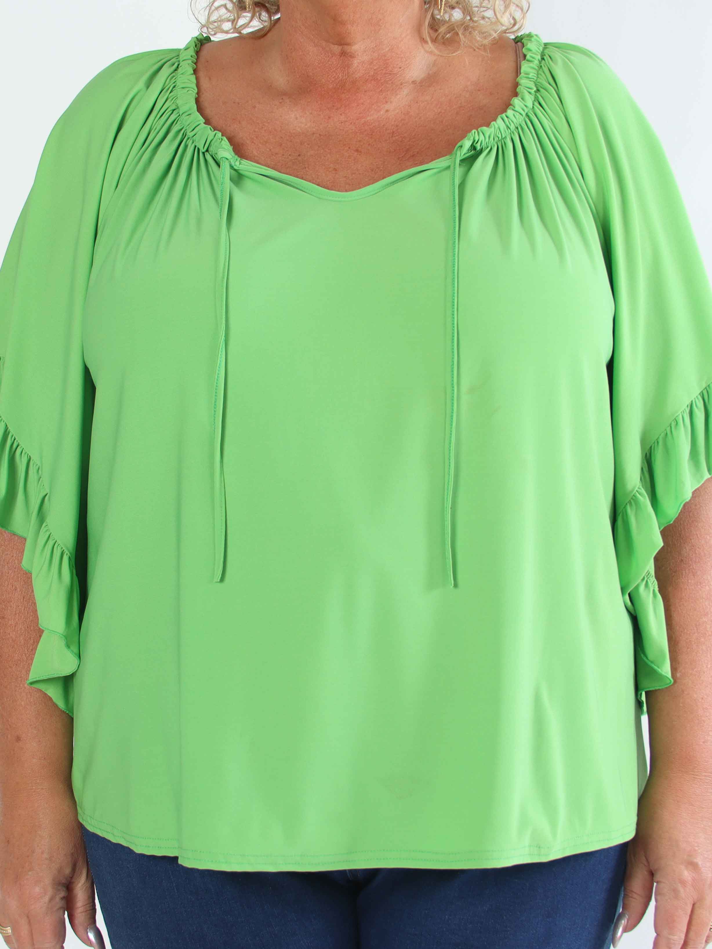 Anneli - Söt elastisk plus size tunika med volangärmar